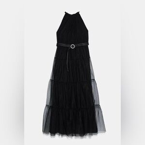 Zara Elegant Black Halter Maxi Dress Size Large NWT